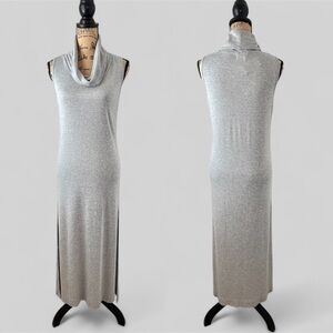 Anthropologie t.la Gray Cowl Neck Side Split Maxi Jersey Knit Dress